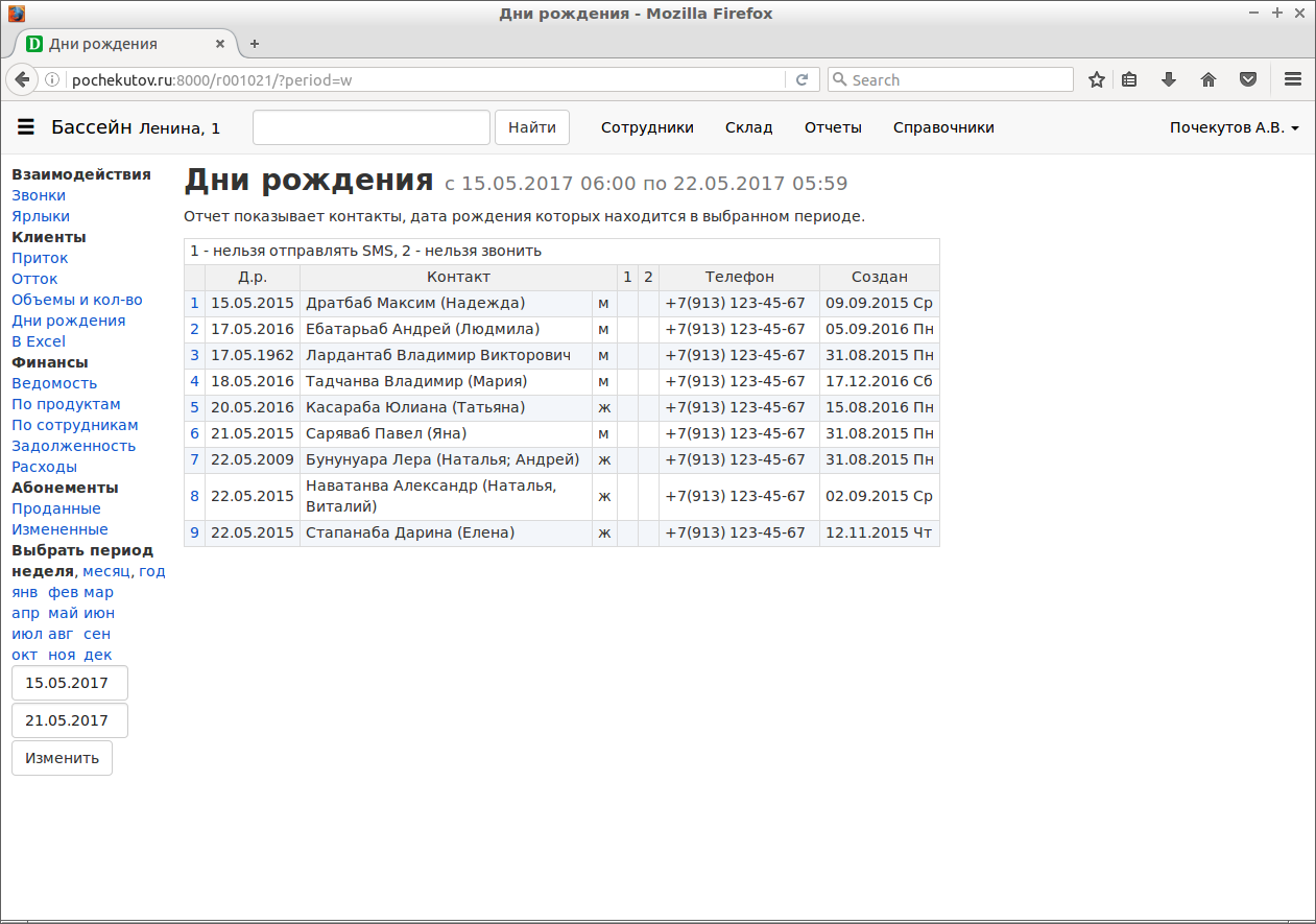 Дни рождения.